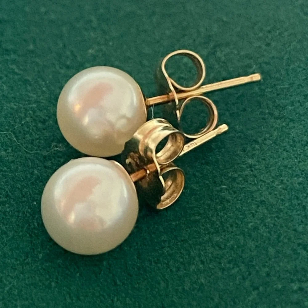 Pearl Earrings, Yellow Gold 14K - Picture 3 of 4